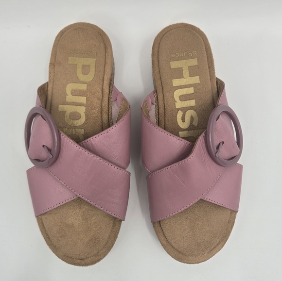 Hush Puppies June Buckle Slides Cool Pink Leather Size:6 - Picture 1 of 11